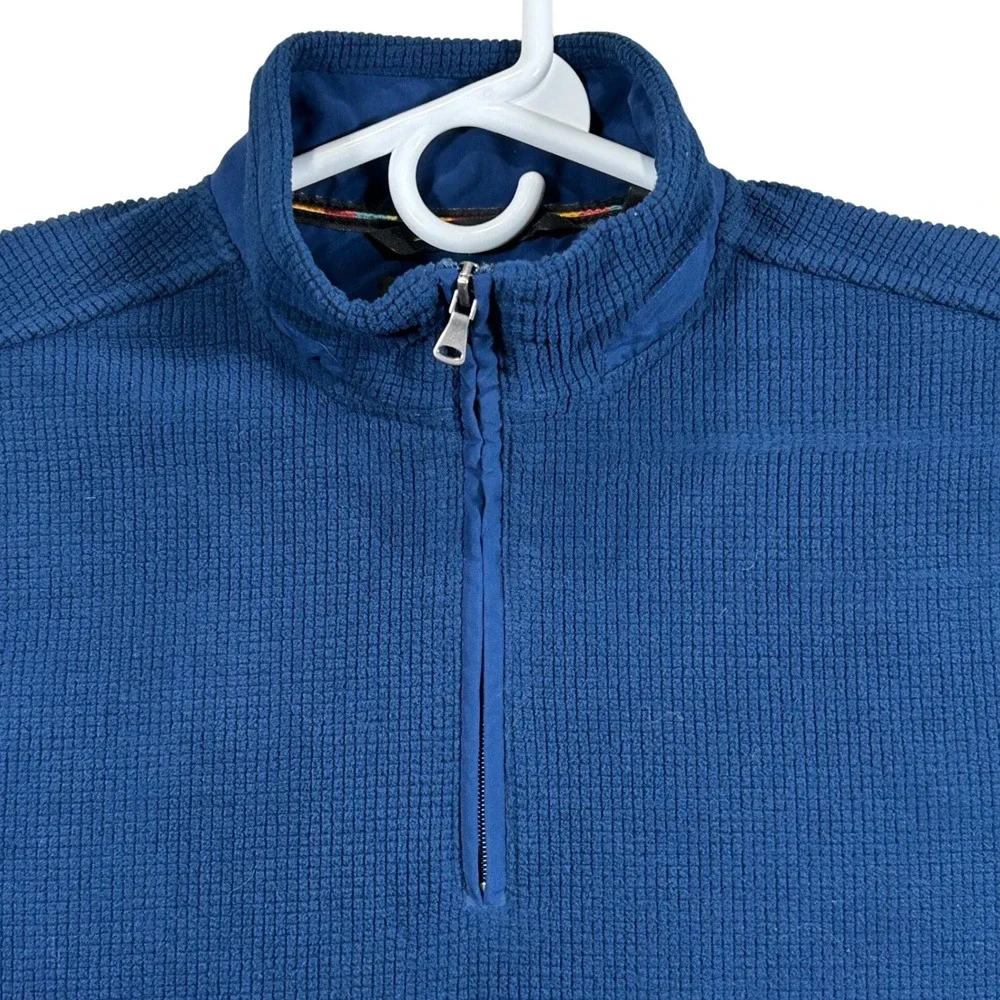Greg Norman Blue Waffle‎ Knit Quarter Zip Fleece Water Repellent Pullover Mens S
